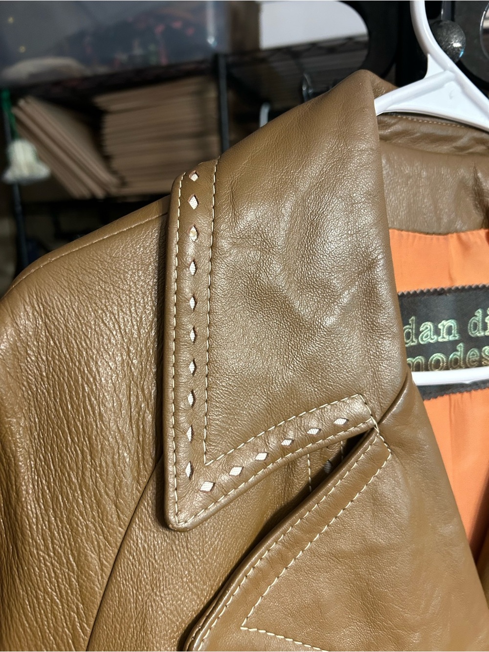 Dan di Modes Vintage 70’s Leather Coat Western Boho Belted Brown - Picture 11 of 13